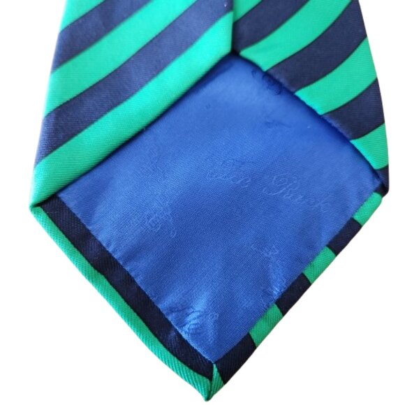 Leonardo Strelli by Tie Rack Silk Tie Green Navy Stripe Made in Italy - Picture 2 of 7